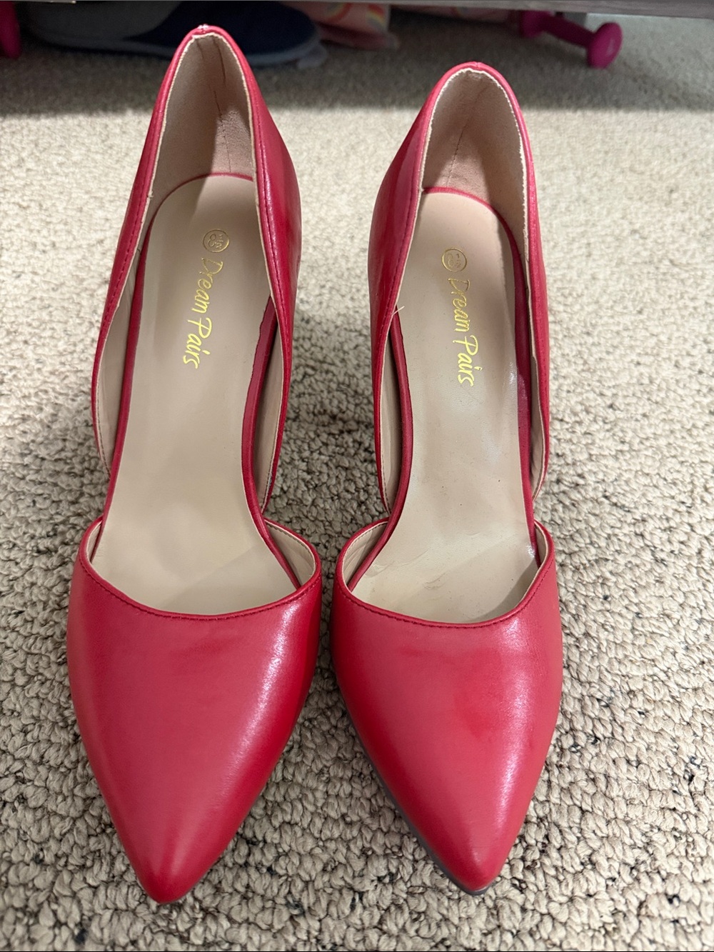 Dream Pairs Red Pointed-Toe D'Orsay Pumps